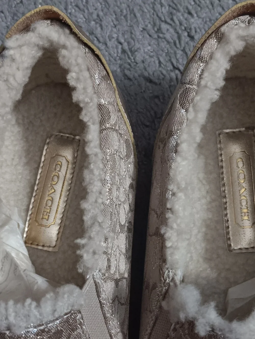 Authentic Coach Signature Faux Fur Lining Slip-on Sneakers
